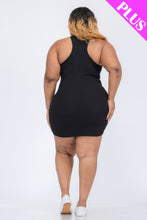 Load image into Gallery viewer, Plus Size Ribbed Split Neck Tank Mini Dress