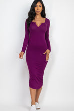 Load image into Gallery viewer, Split Neck Long Sleeve Midi Dress