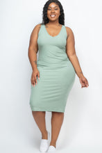 Load image into Gallery viewer, Plus Size Ribbed Sleeveless Bodycon Midi Dress