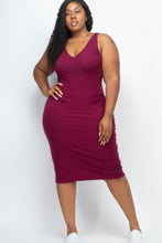 Load image into Gallery viewer, Plus Size Ribbed Sleeveless Bodycon Midi Dress