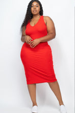 Load image into Gallery viewer, Plus Size Ribbed Sleeveless Bodycon Midi Dress