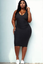 Load image into Gallery viewer, Plus Size Ribbed Sleeveless Bodycon Midi Dress