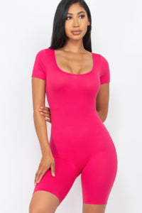 Short Sleeve Scoop Neck Bodycon Romper