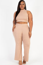 Load image into Gallery viewer, Plus Size Ribbed Mock Neck Crop Tank Top&amp; Bootcut Pants Set