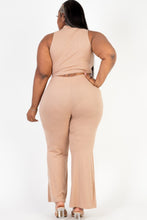 Load image into Gallery viewer, Plus Size Ribbed Mock Neck Crop Tank Top&amp; Bootcut Pants Set