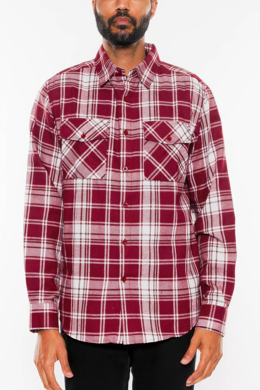 Long Sleeve Flannel Full Plaid Checkered Shirt