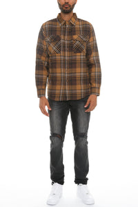 Regular Fit Checker Plaid Flannel Long Sleeve