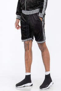 Status Print Velour Shorts Suede Shorts