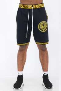 Mens Black And Gold Detail Shorts