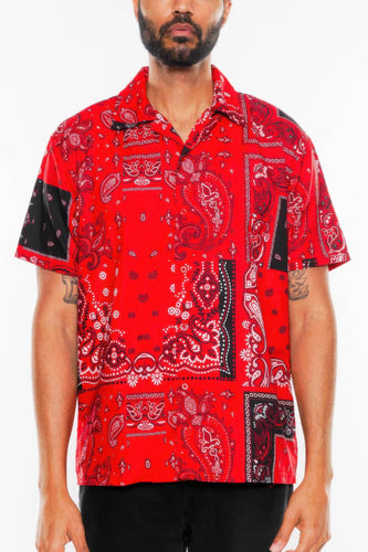 Mens Collared Print Button Down