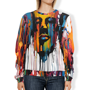 Painted Faces All-Over Print Sweatshirts