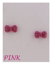 Load image into Gallery viewer, Bow earrings w/decorative rhinestones