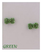 Load image into Gallery viewer, Bow earrings w/decorative rhinestones