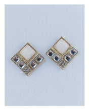 Load image into Gallery viewer, Squared faux stone earrings