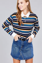 Load image into Gallery viewer, Ladies fashion plus size long sleeve multi striped dty brushed shirts