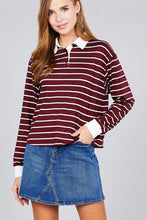 Load image into Gallery viewer, Ladies fashion plus size long sleeve striped dty brushed shirts