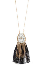 Load image into Gallery viewer, Elognated wrapped gem tassel pendant necklace