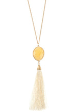 Load image into Gallery viewer, Round faceted stone accent drop tassel necklace set