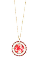 Load image into Gallery viewer, Faceted bead acetate circle pendant necklace set