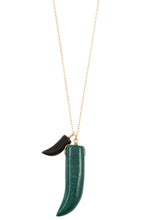 Load image into Gallery viewer, Elongated double horn pendant necklace
