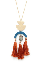 Load image into Gallery viewer, Half circle metal tassel pendant necklace