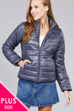 Load image into Gallery viewer, Ladies fashion plus size long sleeve quilted padding jacket