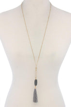 Load image into Gallery viewer, Cut Out Long Oval Bead Tassel Pendant Necklace