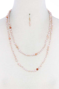 Beaded Fashion Long Necklace And Earring Set