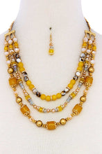 Load image into Gallery viewer, Multi Beaded Three Layer Necklace And Earring Set