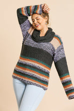 Load image into Gallery viewer, Multicolor Striped Fuzzy Knit Long Sleeve Pullover