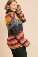 Load image into Gallery viewer, Multicolor Striped Fuzzy Knit Long Sleeve Pullover