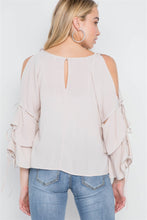 Load image into Gallery viewer, Oatmeal Self-tie Long Bell Sleeves Top
