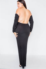 Load image into Gallery viewer, Plus Size Ribbed Black Maxi Dress