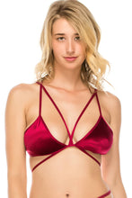 Load image into Gallery viewer, Strappy Bralette W/ Velvet Overlay