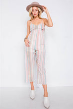 Load image into Gallery viewer, Multi Stripe Ribbon Shaped Front Smocking Back Jumpsuit