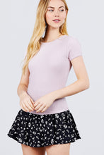 Load image into Gallery viewer, Short Sleeve W/lace Trim Detail Crew Neck Pointelle Knit Top