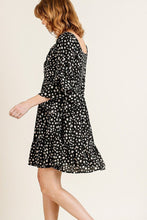 Load image into Gallery viewer, Dalmatian Print Ruffle Bell Sleeve Sweetheart Neckline Dress