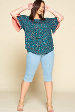 Load image into Gallery viewer, Plus Size Animal Print Swing Tunic Top With Contrast Color Block Bell Sleeves