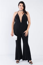 Load image into Gallery viewer, Plus Size Black Sequin Criss Cross Open Back Jumpsuit