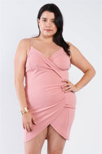 Load image into Gallery viewer, Plus Size Wrap Front Ruched Bodycon Mini Dress