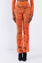 Load image into Gallery viewer, Sheer Floral Lace Crop Square Neck Top &amp; High Waist Flare Pant Set