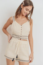 Load image into Gallery viewer, Knit Laced Buttoned Shoulder Strap Top