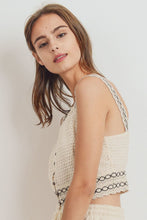 Load image into Gallery viewer, Knit Laced Buttoned Shoulder Strap Top