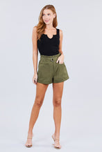 Load image into Gallery viewer, Side Pocket Rolled Up Paper Bag Cotton Short Pants