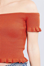 Load image into Gallery viewer, Short Sleeve Off The Shoulder W/ruffle Detail Sweater Top