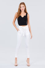 Load image into Gallery viewer, High Waisted Belted Pegged Stretch Pant