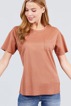Load image into Gallery viewer, Short Sleeve Round Neck One Pocket Box Knit Top