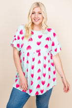 Load image into Gallery viewer, Plus Size Cute Adorable Heart Jersey Babydoll Tunic Top