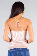Load image into Gallery viewer, Sparkle Cross Back Cowl Neck Cami