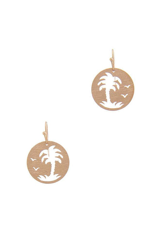 Palm Tree Circle Drop Earring